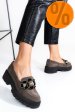 Mocasini gri inchis piele naturala intoarsa 2s7723