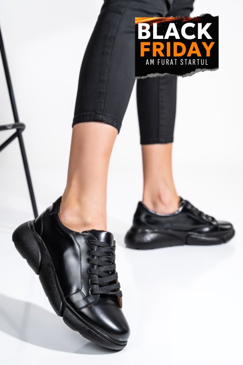 Pantofi sport negri piele naturala 3s77011b