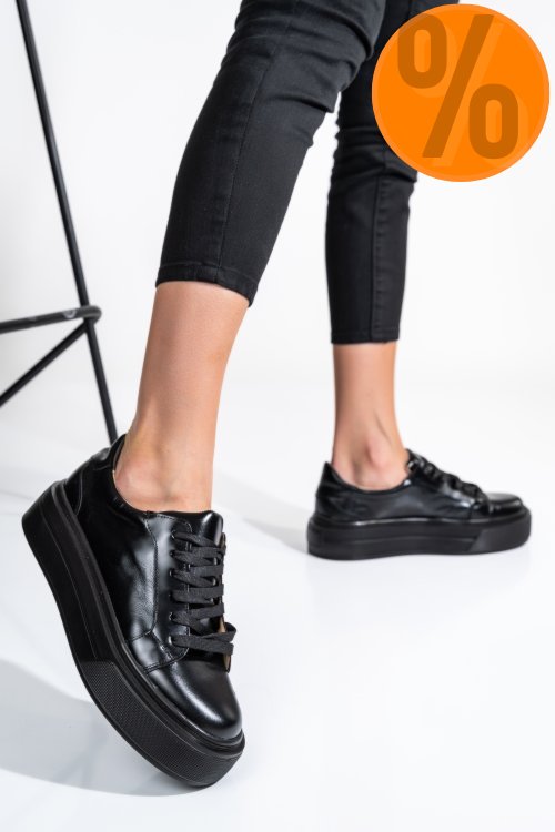 Pantofi sport full black piele naturala 3s77000