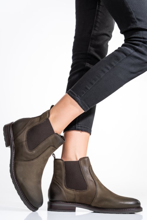 Ghete dama piele naturala nabuk maro 6s77486