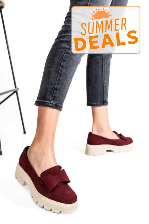 Mocasini visinii piele naturala intoarsa 2s77115