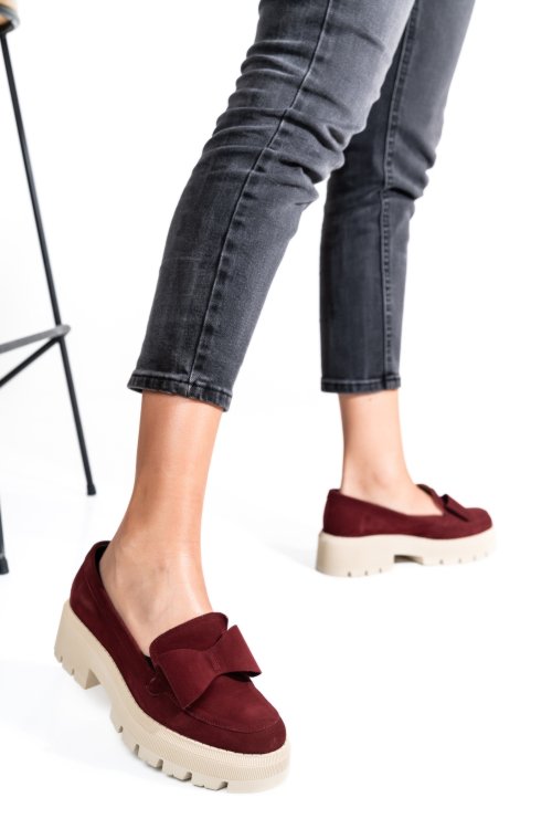 Mocasini visinii piele naturala intoarsa 2s77115