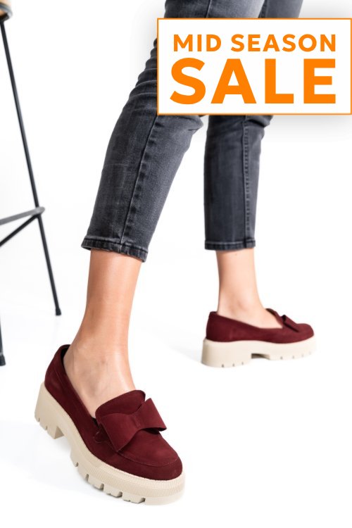 Mocasini visinii piele naturala intoarsa 2s77115