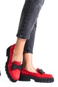 MOCASINI ROSII PIELE NATURALA INTOARSA 2S77115