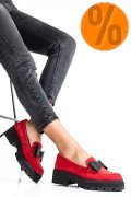 MOCASINI ROSII PIELE NATURALA INTOARSA 2S77115