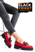 MOCASINI ROSII PIELE NATURALA INTOARSA 2S77115