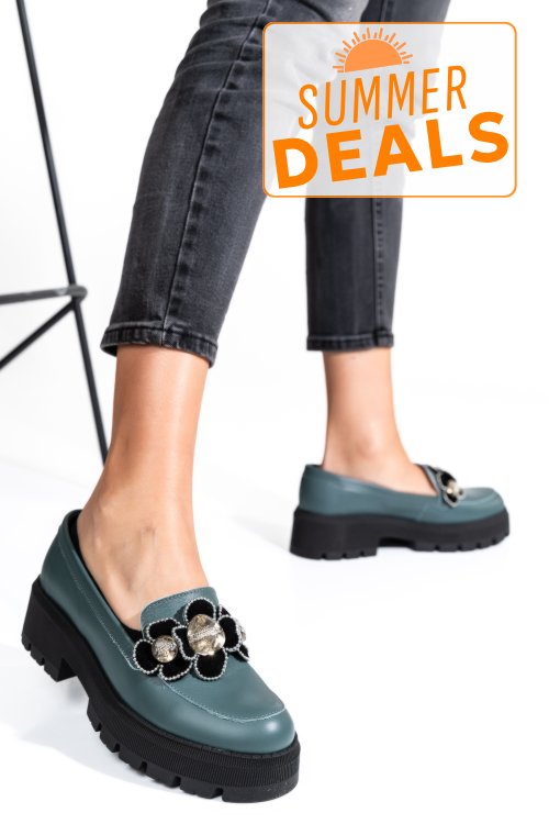Mocasini turcoaz piele naturala 2s7723