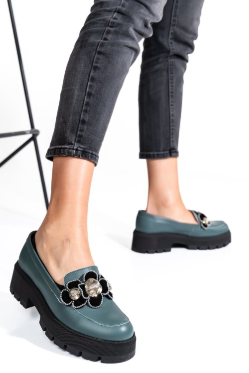 Mocasini turcoaz piele naturala 2s7723