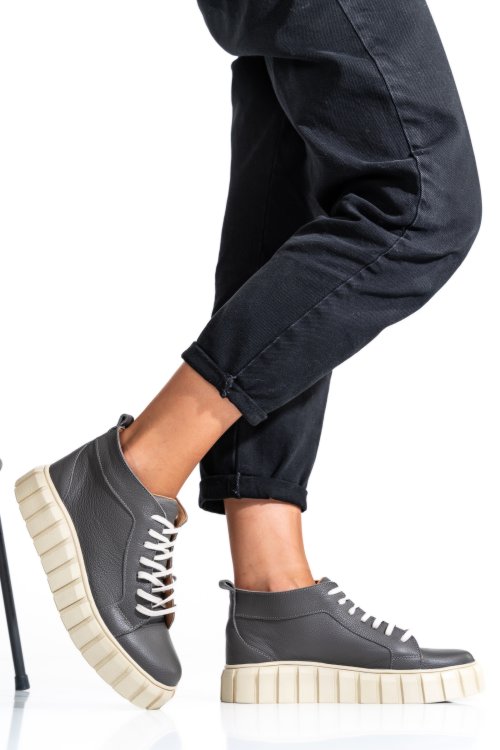 Ghete dama piele naturala gri 3s77300