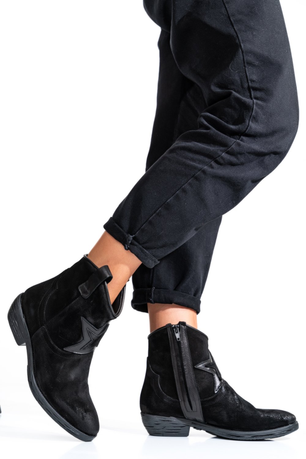 GHETE FEMEI PIELE NATURALA NEGRE TS77EX02