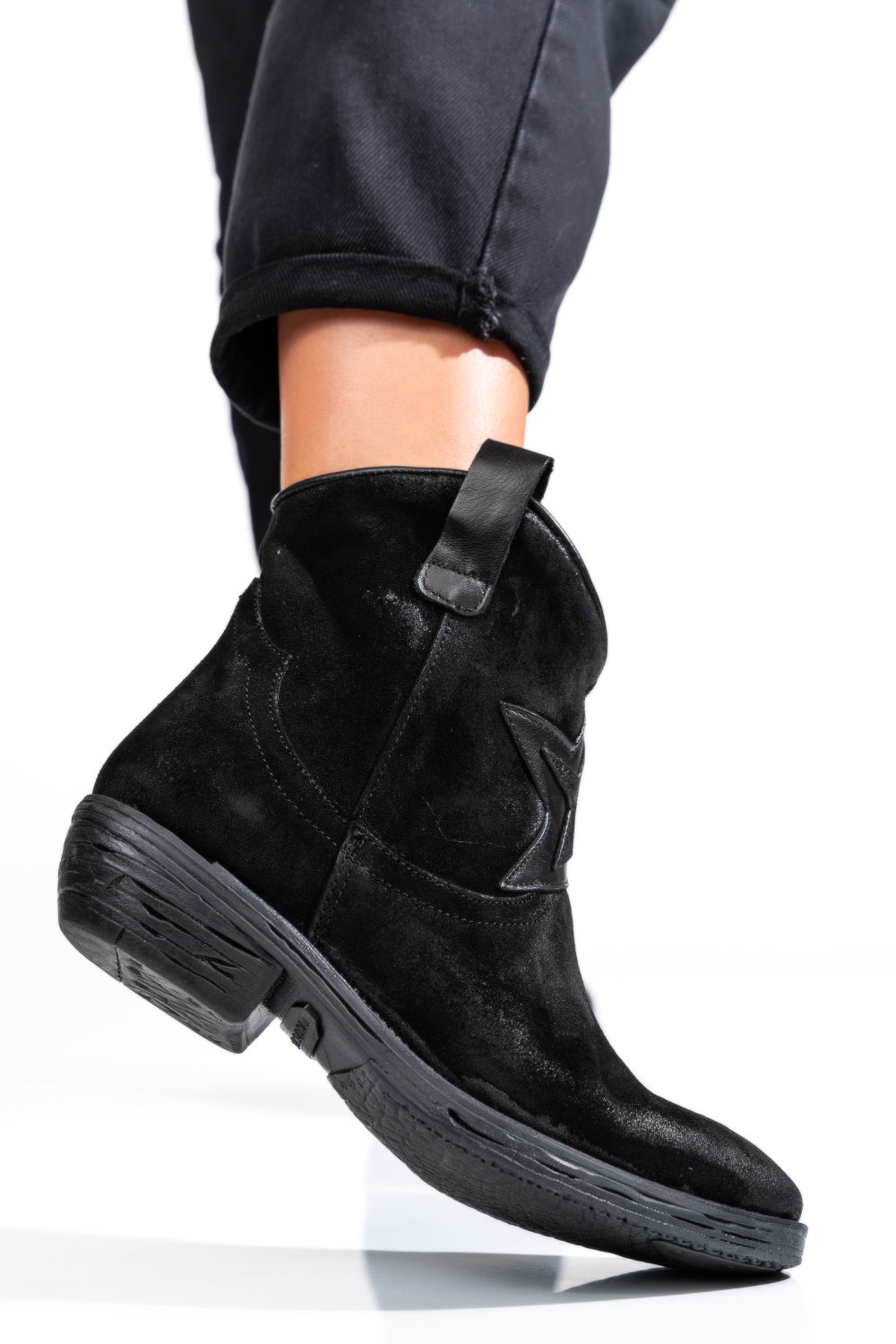 GHETE FEMEI PIELE NATURALA NEGRE TS77EX02