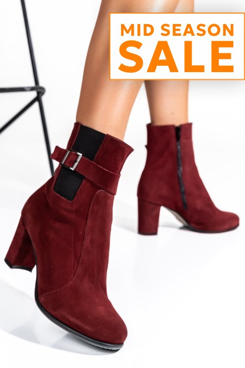 Botine dama piele naturala intoarsa visinii 7s7770