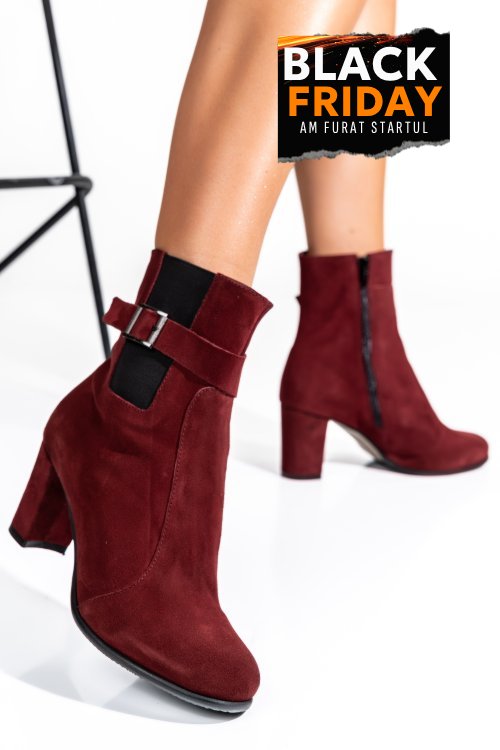 Botine dama piele naturala intoarsa visinii 7s7770