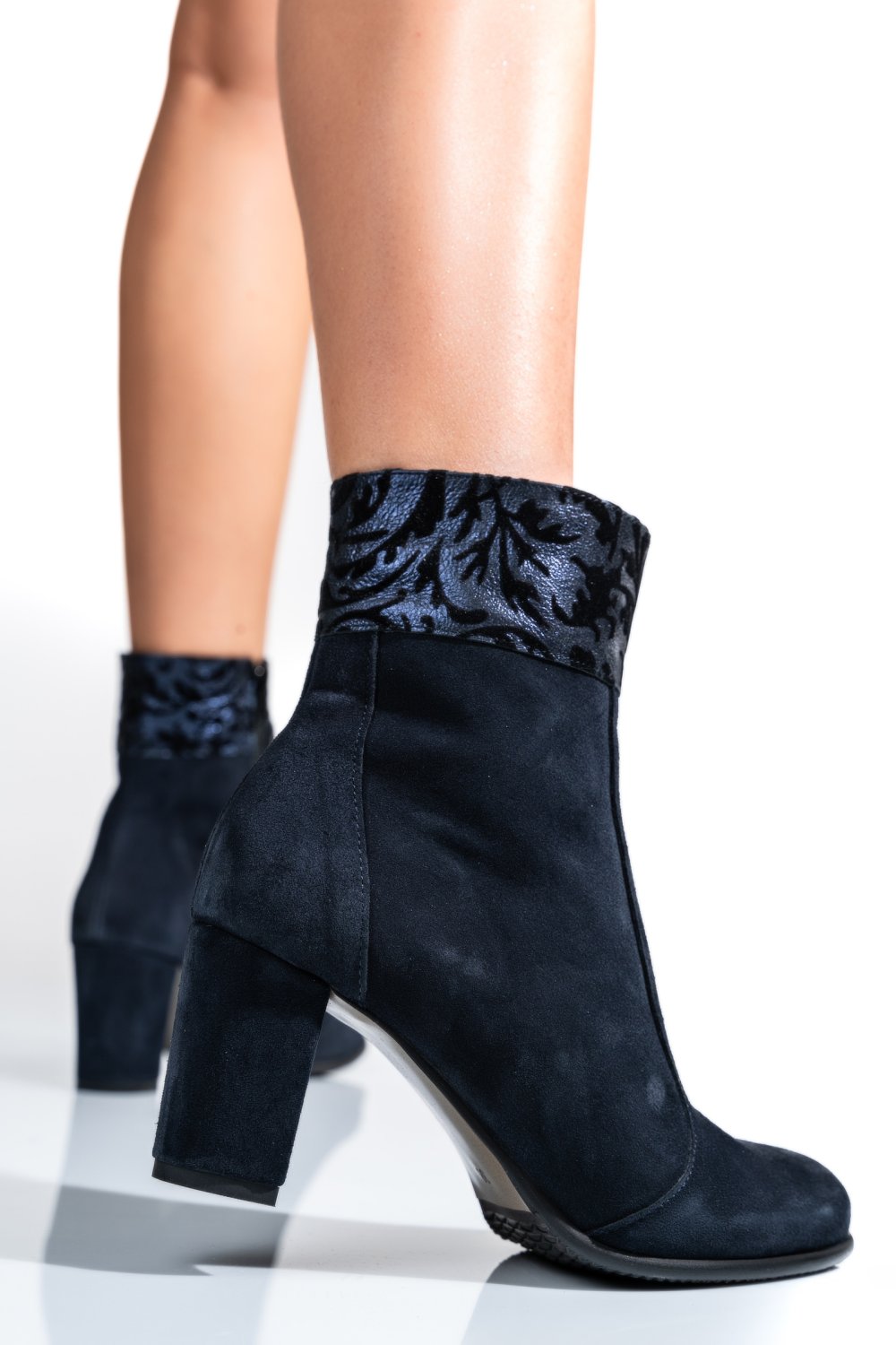 BOTINE DAMA PIELE NATURALA INTOARSA BLEUMARIN 7S7773
