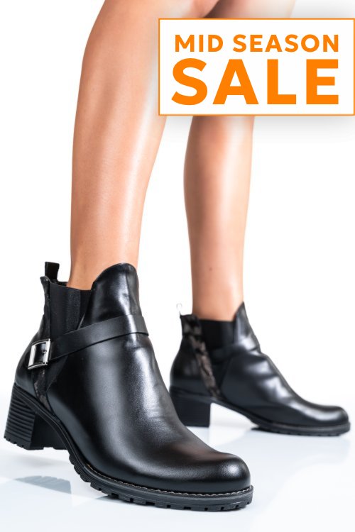 Botine femei piele naturala negru auriu 0s7763