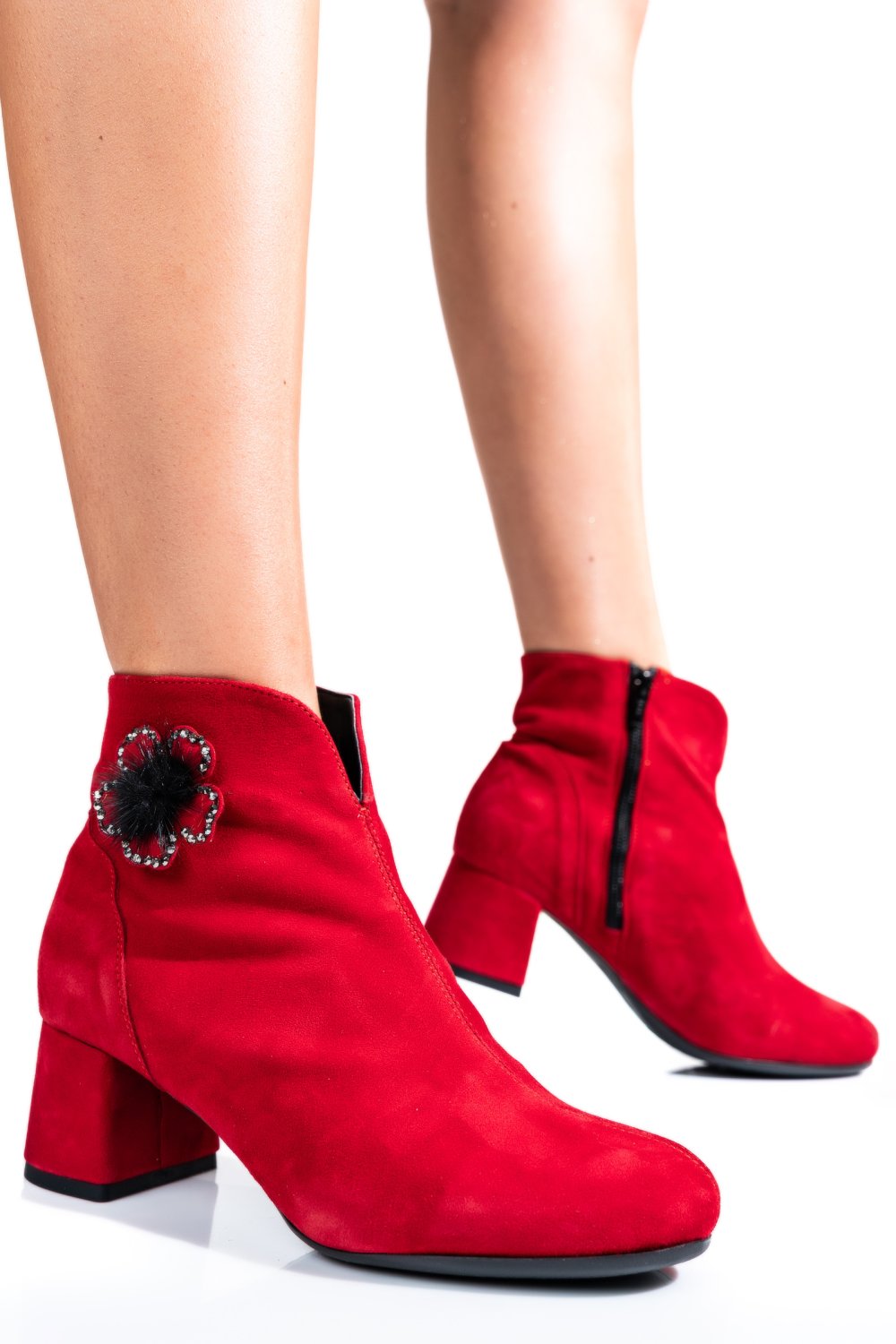 BOTINE DAMA PIELE NATURALA INTOARSA ROSII 7S7725
