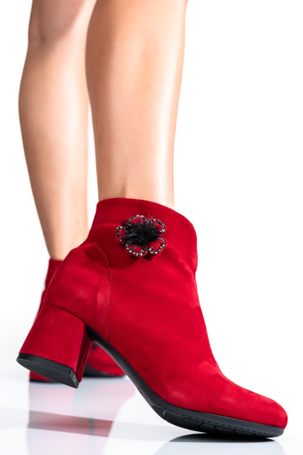 BOTINE DAMA PIELE NATURALA INTOARSA ROSII 7S7725