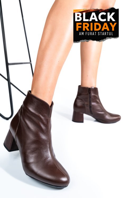 Botine dama piele naturala maro inchis 7s7722