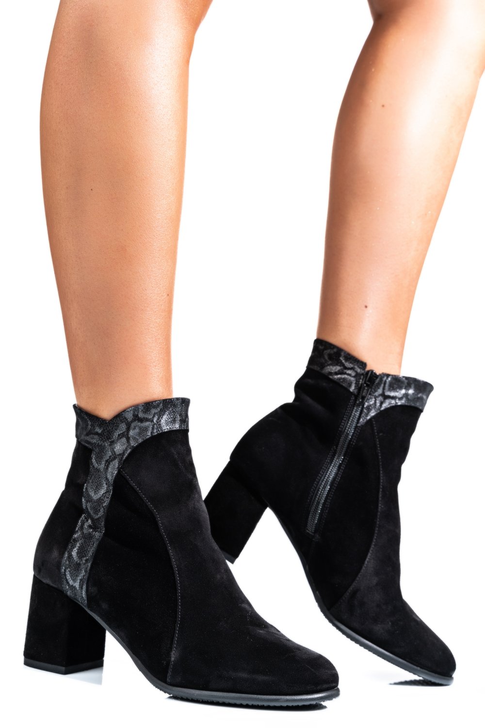 BOTINE DAMA PIELE NATURALA INTOARSA NEGRE 7S7777