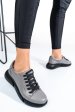Pantofi sport gri negru piele naturala intoarsa 3s77011b