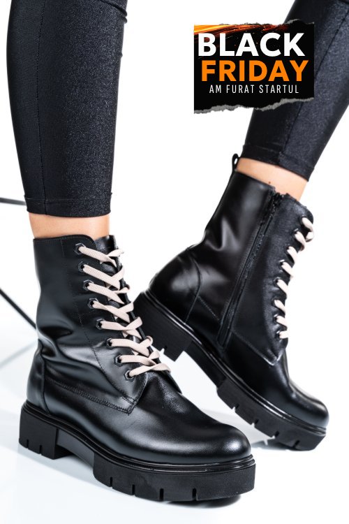 Ghete dama de iarna piele naturala negre 1s7731