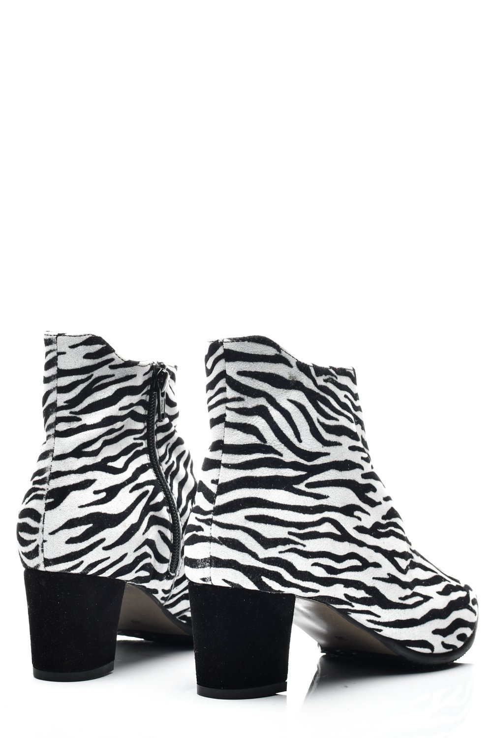 BOTINE DAMA PIELE NATURALA INTOARSA ALB NEGRU 7S7723