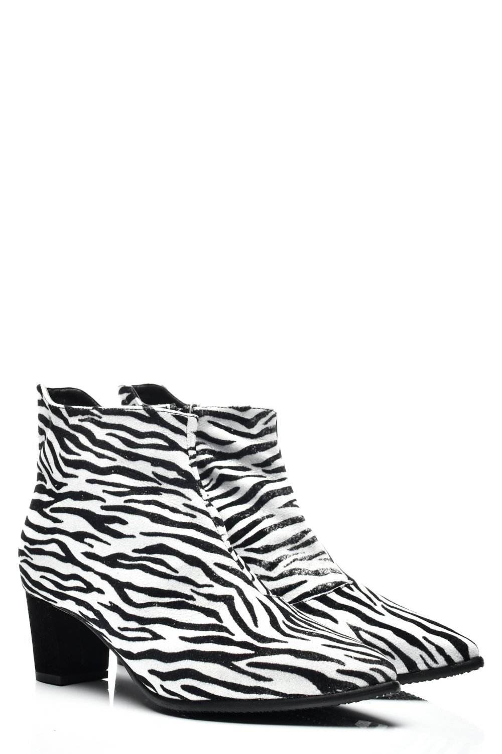 BOTINE DAMA PIELE NATURALA INTOARSA ALB NEGRU 7S7723