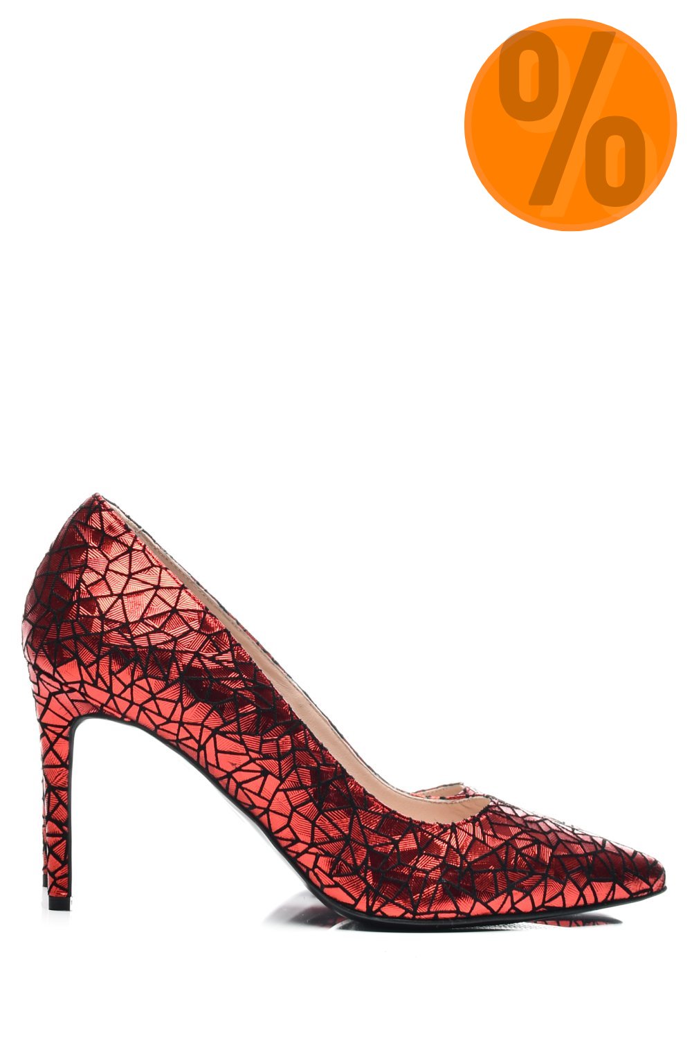 PANTOFI DAMA GUBAN PIELE NATURALA INTOARSA NEGRU ROSU 1S77206