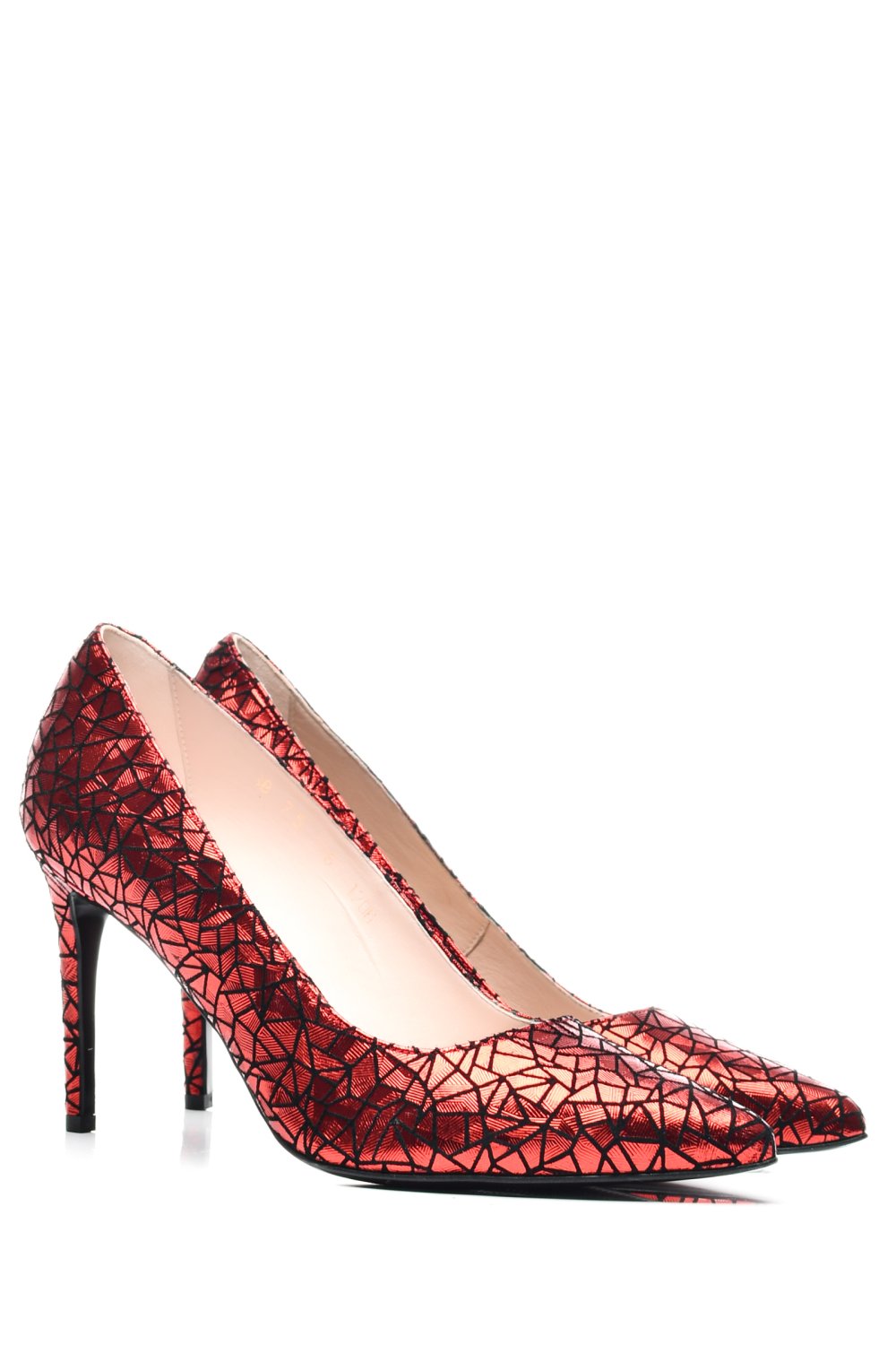 PANTOFI DAMA GUBAN PIELE NATURALA INTOARSA NEGRU ROSU 1S77206