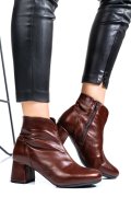 BOTINE DAMA PIELE NATURALA CU TOC MIC MARO  7S7722
