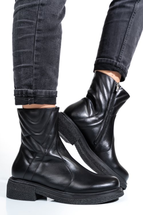 Ghete dama imblanite piele naturala negre  4s7724