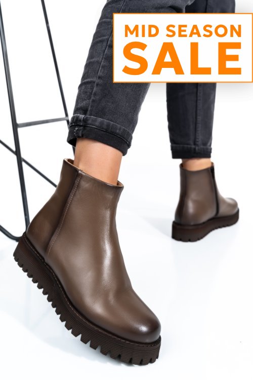 Ghete dama imblanite piele naturala maro 3s77258