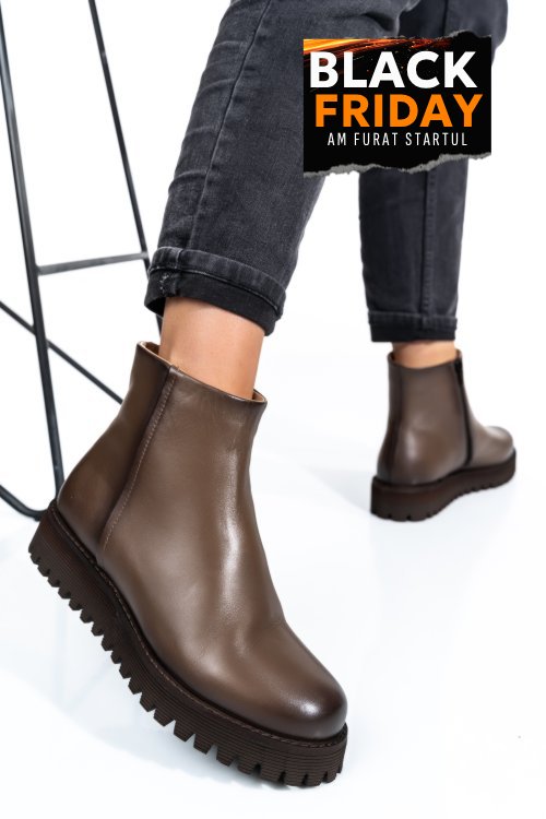 Ghete dama imblanite piele naturala maro 3s77258