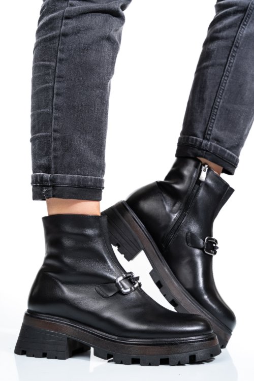 Ghete dama imblanite piele naturala negre 4s7729
