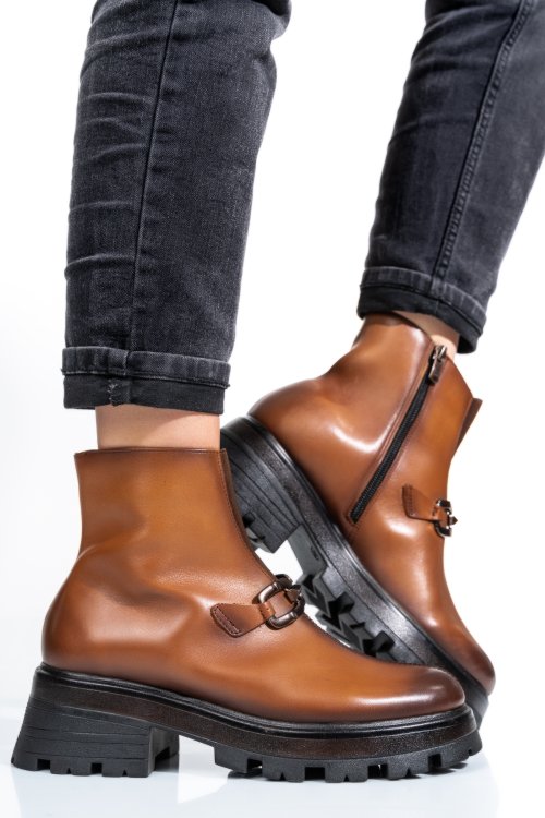 Ghete dama imblanite piele naturala maro 4s7729