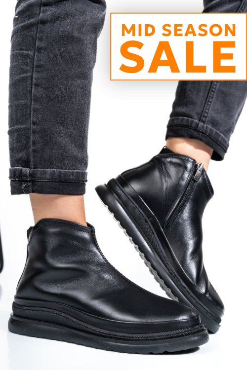 Ghete dama imblanite piele naturala negre 4s7720