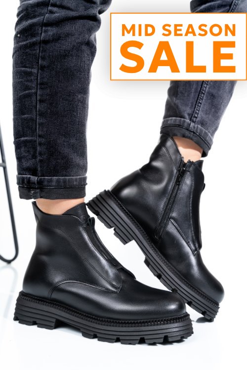 Ghete dama imblanite piele naturala negre 4s7723