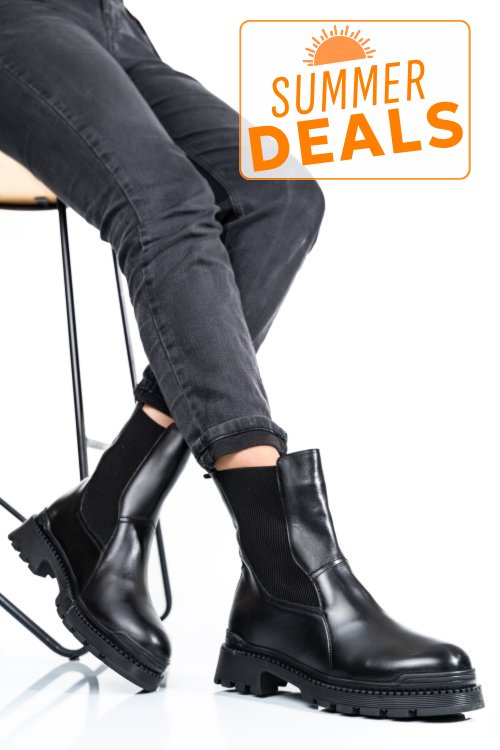 Ghete piele naturala negre 4s7721