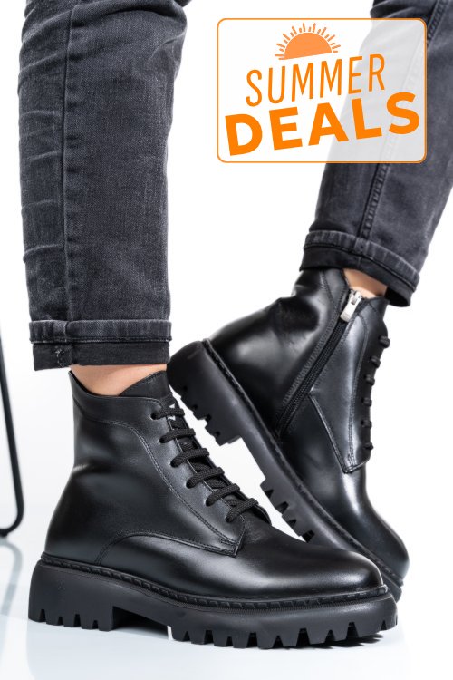 Ghete dama imblanite piele naturala negre 4s7722