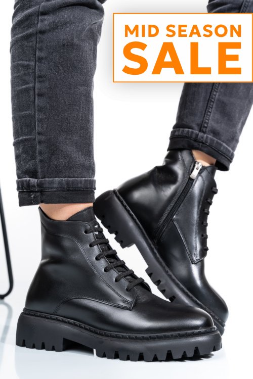 Ghete dama imblanite piele naturala negre 4s7722