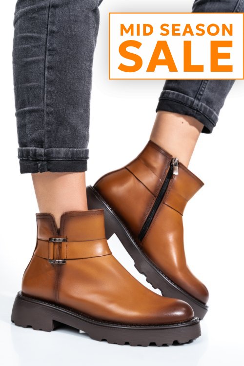 Ghete dama imblanite piele naturala maro 4s7734