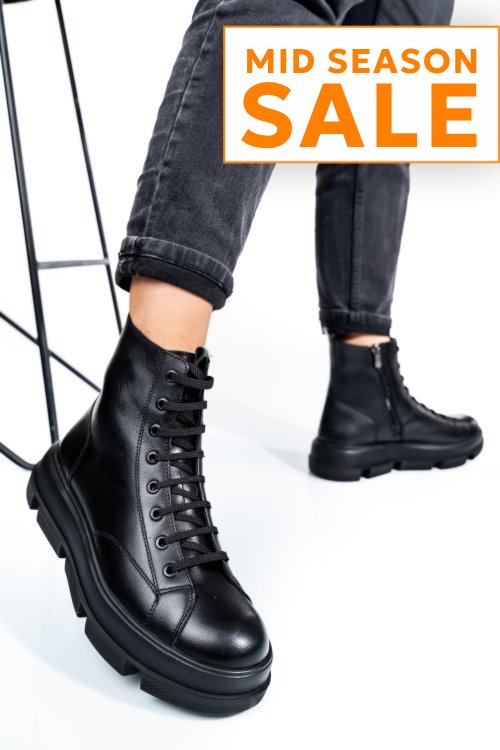 Ghete dama imblanite piele naturala negre 4s7728
