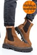 Ghete femei captusite piele naturala intoarsa maro vb063204