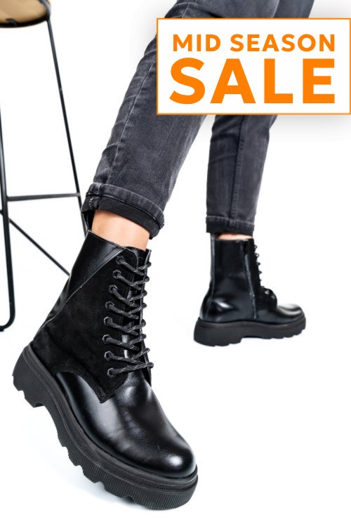 Ghete dama imblanite piele naturala negre 1s7750lib