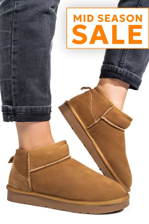 Ghete dama imblanite piele naturala intoarsa maro 1s771200