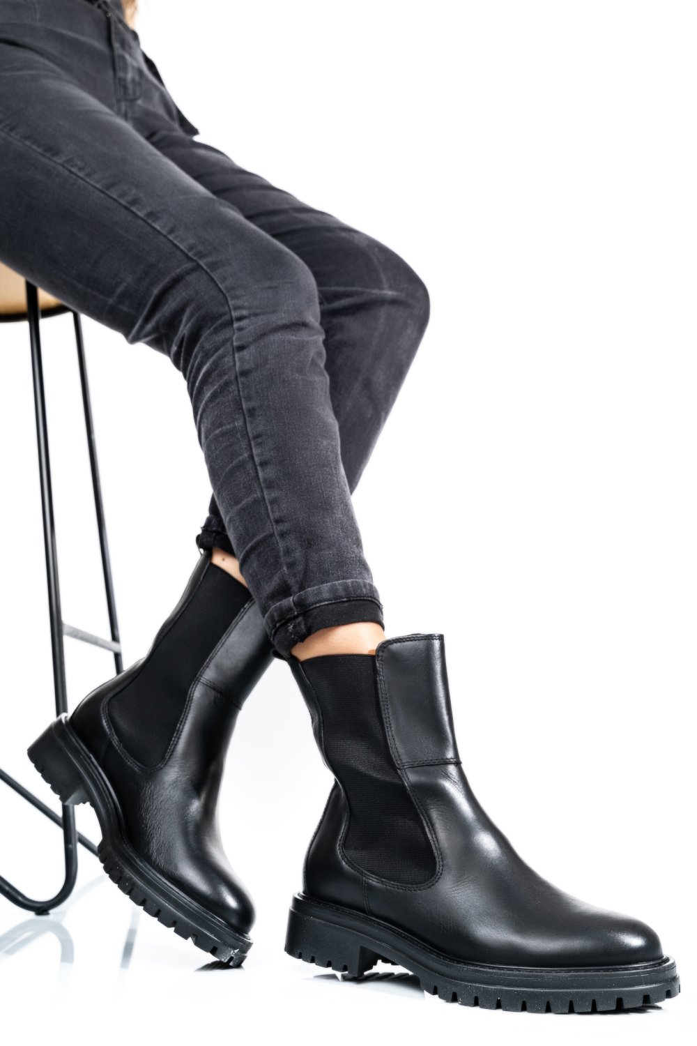 GHETE DAMA CAPTUSITEPIELE NATURALA NEGRE WS77H-450H03