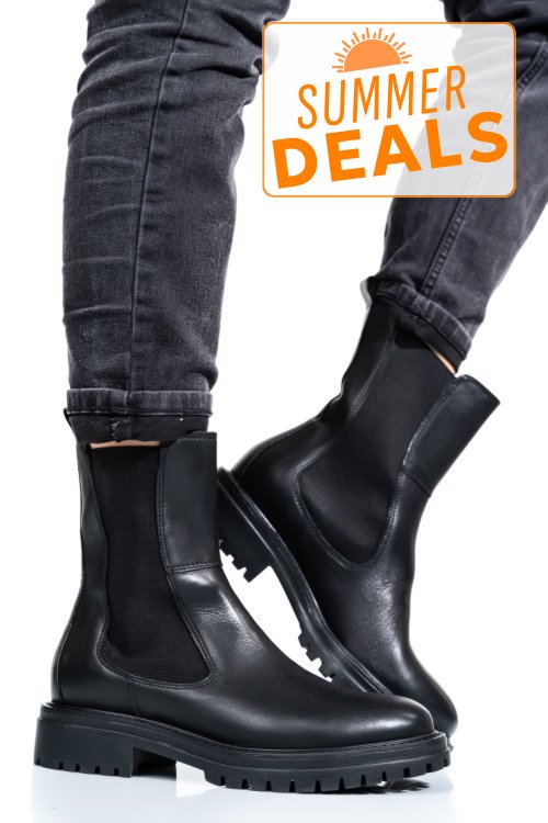 Ghete dama captusitepiele naturala negre ws77h-450h03