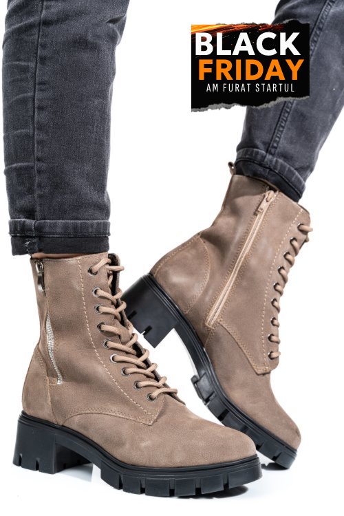 Ghete dama piele naturala intoarsa taupe vb083201