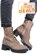 GHETE DAMA PIELE NATURALA INTOARSA TAUPE VB083201