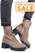 GHETE DAMA PIELE NATURALA INTOARSA TAUPE VB083201
